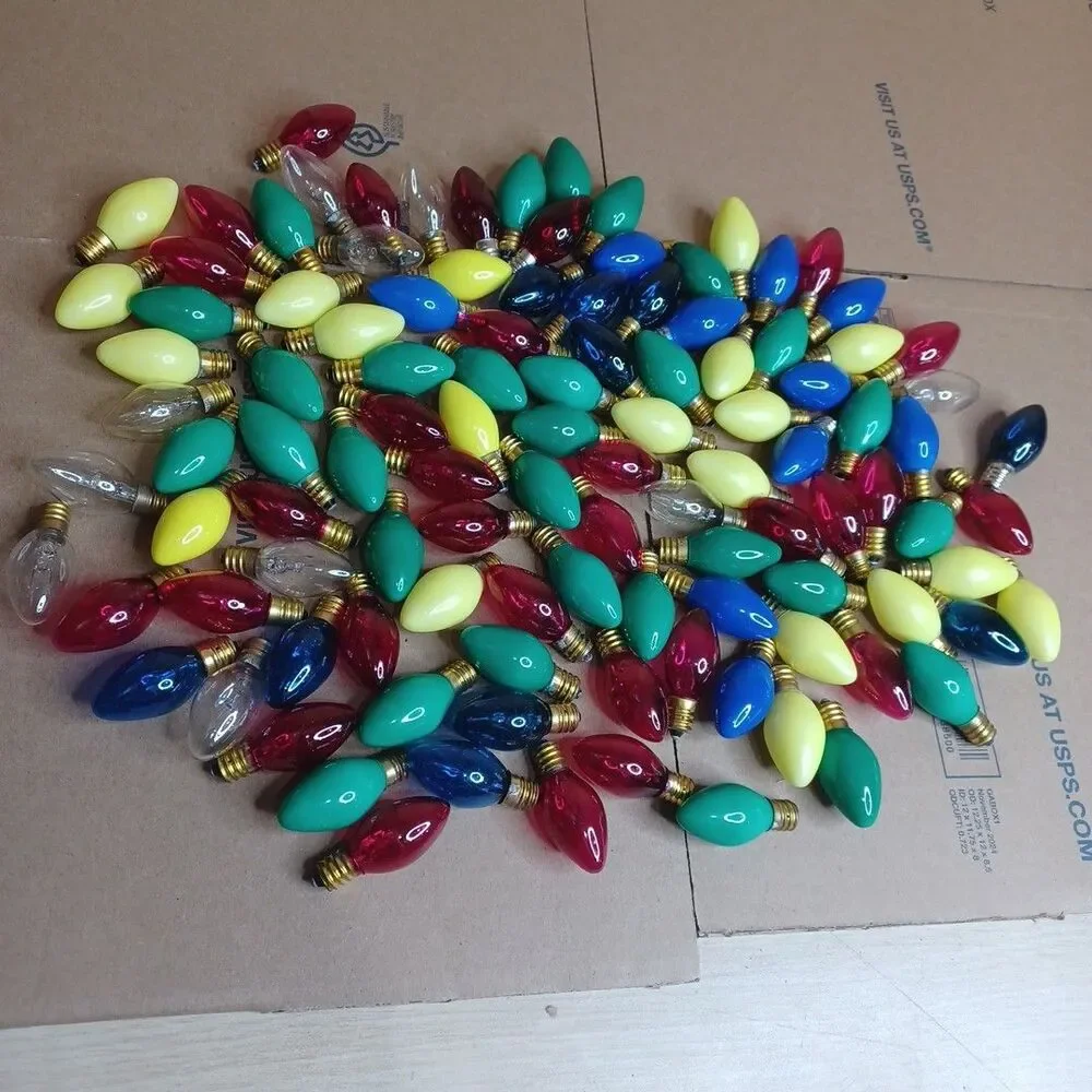 Lot 110 Colored Christmas Light Bulbs - C 7 Show Light Multicolor Indoor Outdoor